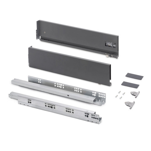 Tiroir extérieur Vertex avec réglages 3D hauteur 131mm -  60kg -  profondeur 500mm -  acier -  Gris antracite - EMUCA