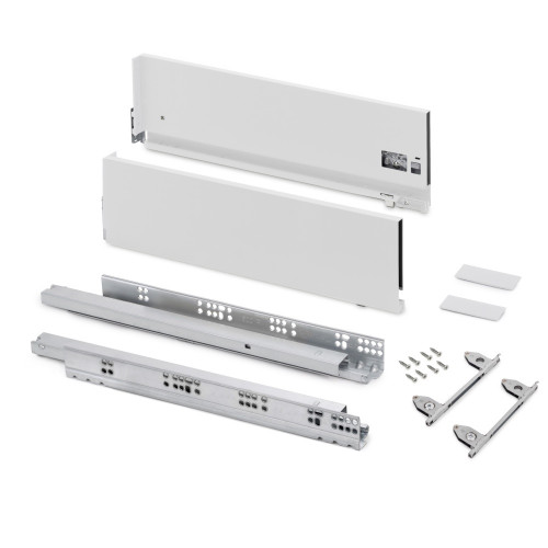 Tiroir extérieur Vertex avec réglages 3D hauteur 178mm -  60kg -  profondeur 500mm -  acier -  Peint en blanc - EMUCA