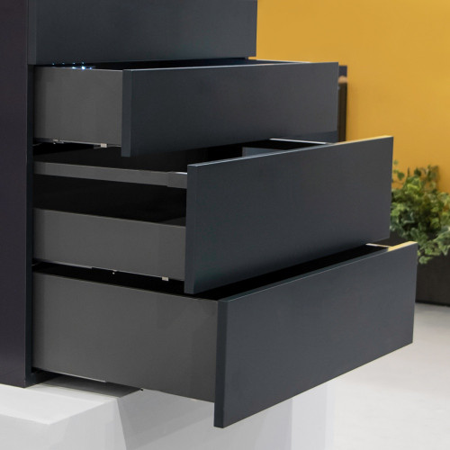 Tiroir extérieur Vertex Push Synchro avec réglages 3D -  hauteur 93mm -  40kg -  profondeur 450mm -  Acier -  Gris antracite - EMUCA