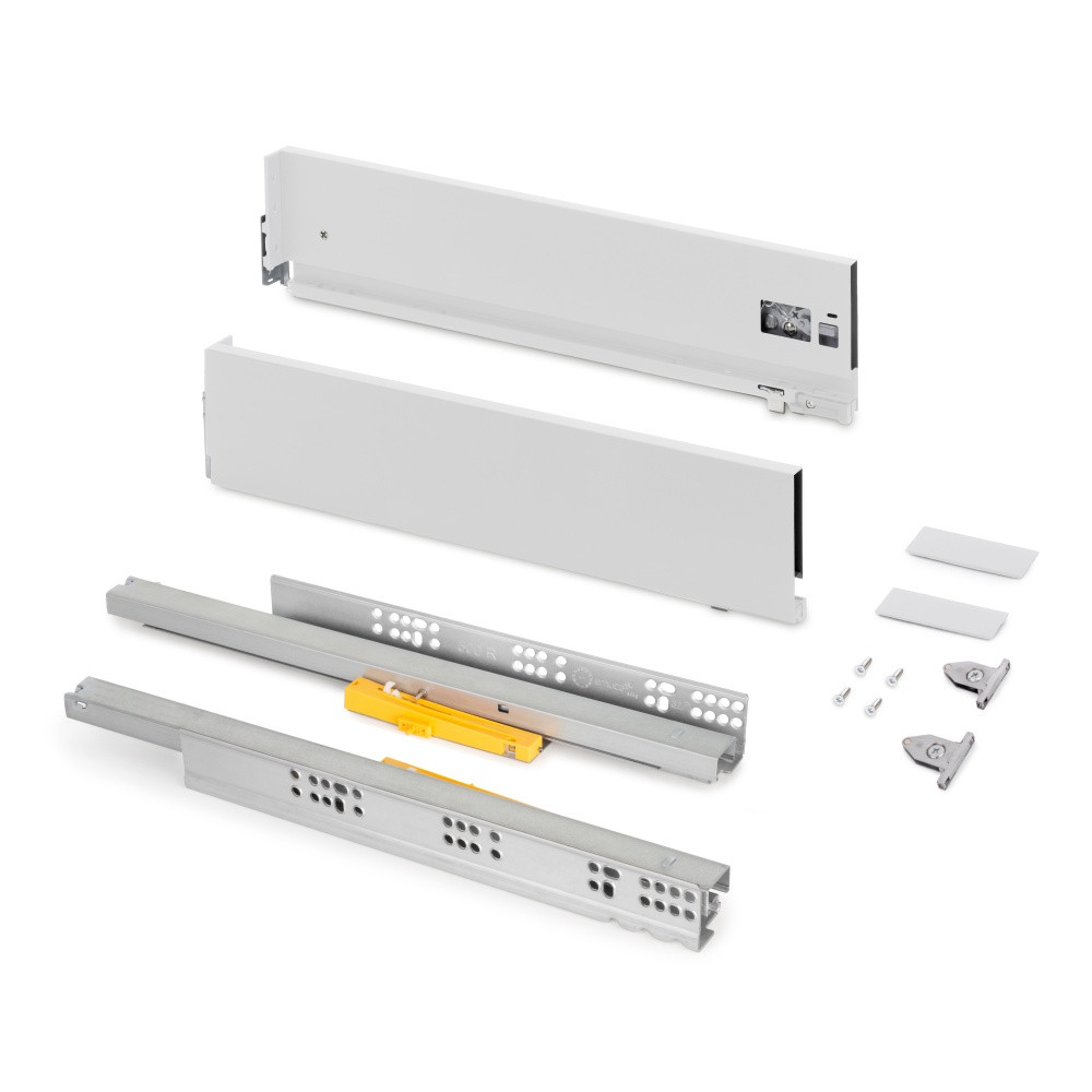 Tiroir extérieur Vertex Push Synchro avec réglages 3D -  hauteur 131mm  -  40kg -  profondeur 400mm -  Acier -  Peint en blanc