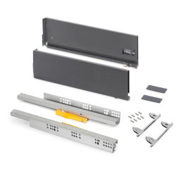 Tiroir extérieur Vertex Push Synchro avec réglages 3D -  hauteur 178mm -  40kg -  profondeur 400mm -  Acier -  Gris antracite de marque EMUCA, référence: B9333600