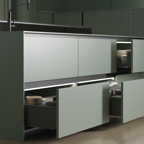 Tiroir extérieur Vertex avec réglages 3D hauteur 178mm -  40kg -  épaisseur de panneau de 18mm -  profondeur 350mm -  Acier -  G - EMUCA