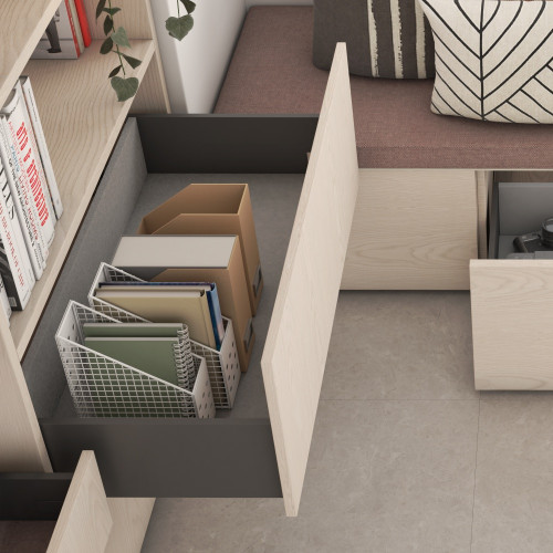 Tiroir extérieur Vertex avec réglages 3D hauteur 178mm -  40kg -  épaisseur de panneau de 18mm -  profondeur 350mm -  Acier -  G - EMUCA