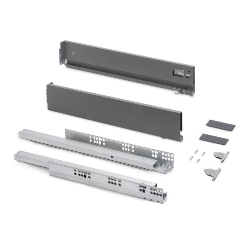 Tiroir extérieur Vertex avec réglages 3D hauteur 93mm -  40kg -  épaisseur de panneau de 18mm -  profondeur 400mm -  Acier -  Gr - EMUCA