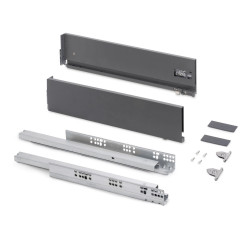 Tiroir extérieur Vertex avec réglages 3D hauteur 131mm -  40kg -  épaisseur de panneau de 18mm -  profondeur 500mm -  Acier -  G de marque EMUCA, référence: B9335100