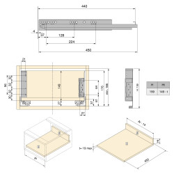 Tiroir extérieur Simplex 25kg hauteur 159mm -  profondeur 440mm -  acier -  peint en blanc - EMUCA
