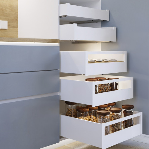 Tiroir extérieur Protone 30kg  -  coulisses à sortie totale et fermeture amortie -  hauteur 131mm -  profondeur 400mm -  Acier - - EMUCA