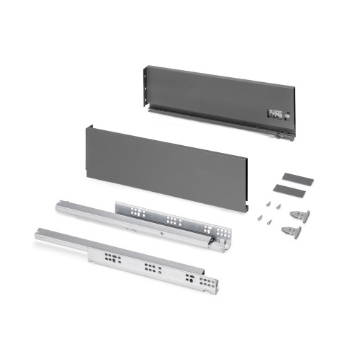 Tiroir extérieur Protone 30kg  -  coulisses à sortie totale et fermeture amortie -  hauteur 131mm -  profondeur 450mm -  Acier - - EMUCA