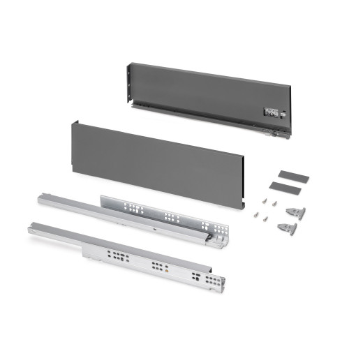 Tiroir extérieur Protone 30kg  -  coulisses à sortie totale et fermeture amortie -  hauteur 131mm -  profondeur 500mm -  Acier - - EMUCA