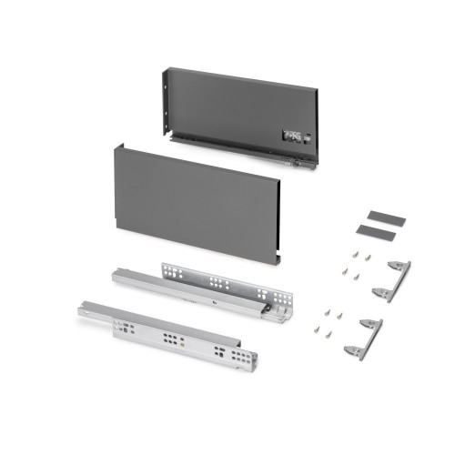 Tiroir extérieur Protone 30kg  -  coulisses à sortie totale et fermeture amortie -  hauteur 178mm -  profondeur 350mm -  Acier - - EMUCA