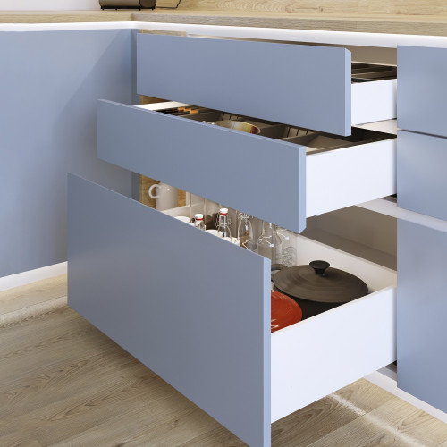 Tiroir extérieur Protone 30kg  -  coulisses à sortie totale et fermeture amortie -  hauteur 178mm -  profondeur 400mm -  Acier - - EMUCA