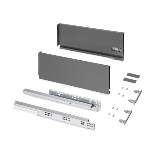 Tiroir extérieur Protone 30kg  -  coulisses à sortie totale et fermeture amortie -  hauteur 178mm -  profondeur 450mm -  Acier - - EMUCA
