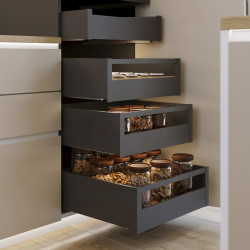 Tiroir extérieur Protone 30kg  -  coulisses à sortie totale et fermeture amortie -  hauteur 178mm -  profondeur 450mm -  Acier - - EMUCA