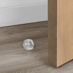 Lot de 6 butées de porte cylindriques adhésives -  fixation au sol -  Plastique -  Transparent - EMUCA