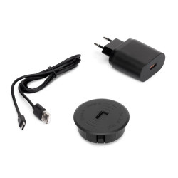 Chargeur de surface sans fil pour mobile Airtop 2 avec USB-A -  Ø60mm -  5V DC / 2.1A (USB-10W/Qi-10W) -  Plastique noir -  Plas de marque EMUCA, référence: B9340000
