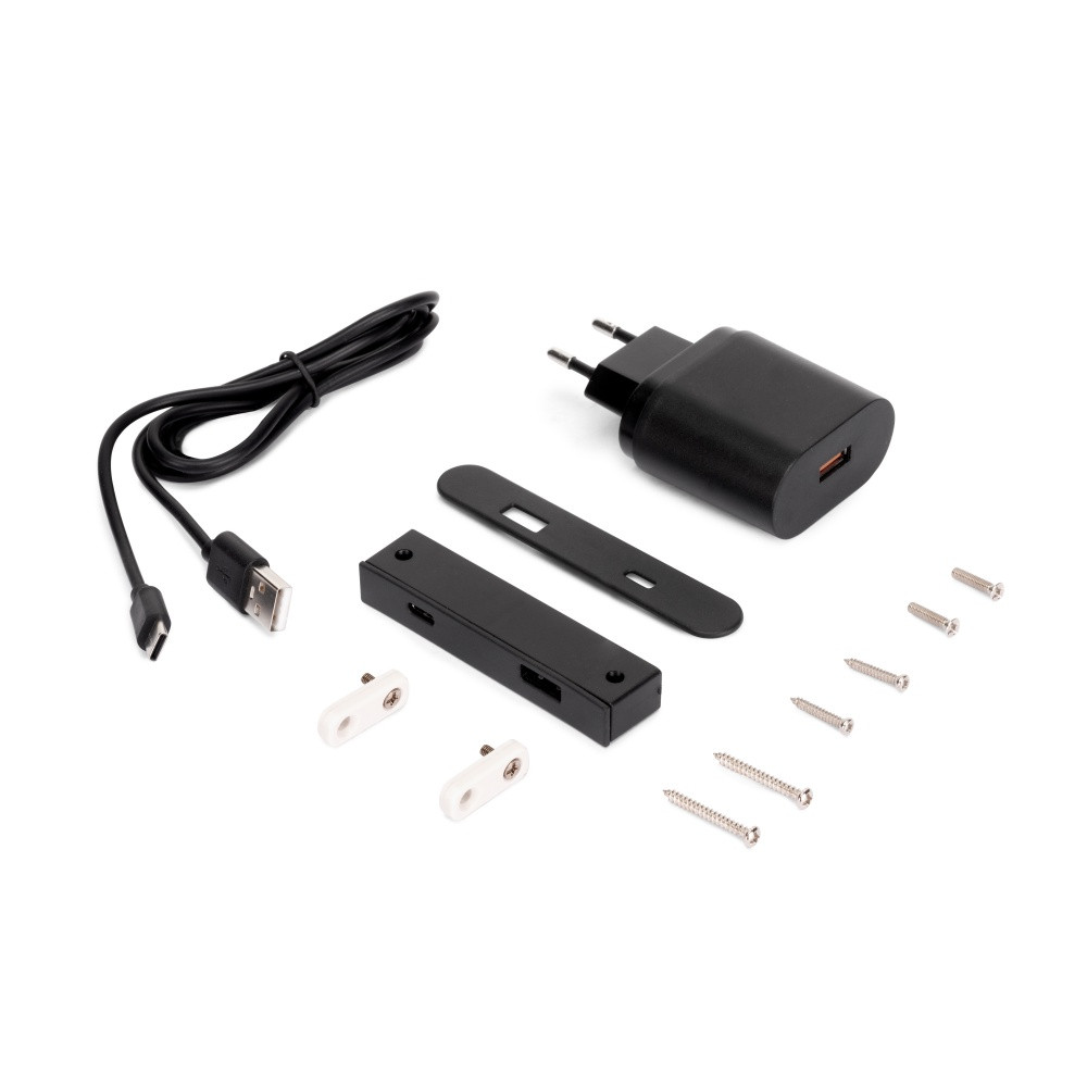 Emuca Connecteur USB A+C Linky (81x12mm), 5V DC 2A (10W), Plastique noir, Plastique - vue 3