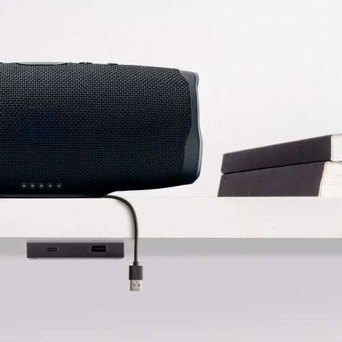 Connecteur USB A+C Linky (81x12mm) -  5V DC 2A (10W) -  Plastique noir -  Plastique - EMUCA