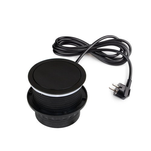 Multiconnecteur Vertikal Push diamètre 100mm -  3 prises de type Schuko -  1 USB type A -  1 USB type C -  Acier et Plastique -  - EMUCA