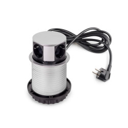 Multiconnecteur Vertikal Push diamètre 100mm -  3 prises de type Schuko -  1 USB type A -  1 USB type C -  Acier et Plastique -  de marque EMUCA, référence: B9340700