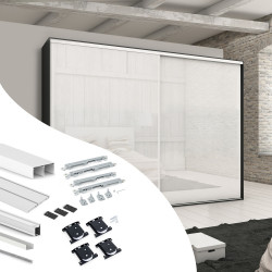 Kit de quincaillerie pour armoire à 2 portes coulissantes avec fermeture souple Placard 74 -  Modèle de poignée Sharp -  épaisse de marque EMUCA, référence: B9341000