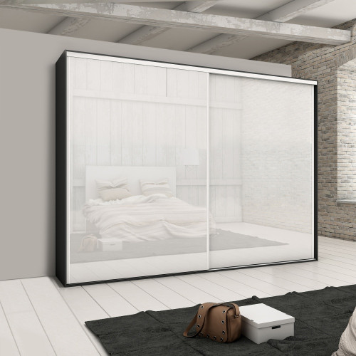 Kit de quincaillerie pour armoire à 2 portes coulissantes avec fermeture souple Placard 74 -  Modèle de poignée Sharp -  épaisse - EMUCA