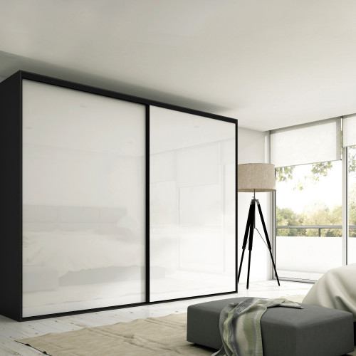 Kit de quincaillerie pour armoire à 2 portes coulissantes avec fermeture souple Placard 74 -  Modèle de poignée Sharp -  épaisse - EMUCA