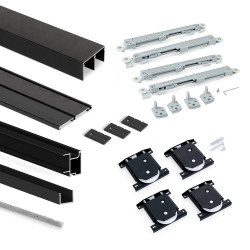 Kit de quincaillerie pour armoire à 2 portes coulissantes avec fermeture souple Placard 74 - Modèle de poignée Sharp - épaisse - EMUCA