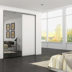 Kit de quincaillerie pour armoire à 2 portes coulissantes avec fermeture souple Placard 74 - Modèle de poignée Sharp - épaisse - EMUCA