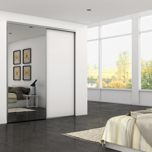 Kit de quincaillerie pour armoire à 2 portes coulissantes avec fermeture souple Placard 74 -  Modèle de poignée Sharp -  épaisse - EMUCA