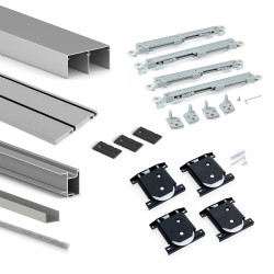 Kit de quincaillerie pour armoire à 2 portes coulissantes avec fermeture souple Placard 74 - Modèle de poignée Sharp - épaisse - EMUCA