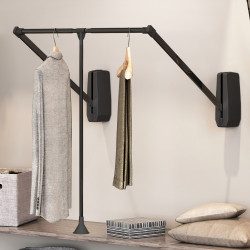 Penderie rabattable pour armoire Hang mural - 600-830mm - Acier et Plastique - Peint en noir - EMUCA