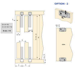 Kit de ferrures pour Flow2 2 portes coulissantes et armoire à fermeture souple avec rails encastrés 2 - 35m -  panneaux non incl - EMUCA