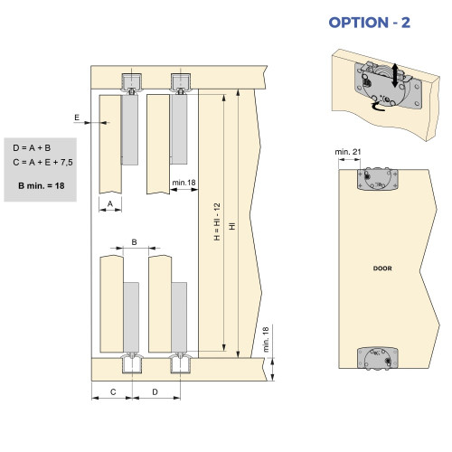 Kit de ferrures pour Flow2 2 portes coulissantes et armoire à fermeture souple avec rails encastrés 2 - 35m -  panneaux non incl - EMUCA