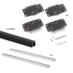 Kit de ferrures pour Flow2 2 portes coulissantes et à fermeture souple avec rails encastrés 2 - 35m -  panneaux non inclus -  Pe - EMUCA