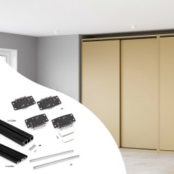 Système de montage en surface Flow 2 en kit pour une armoire avec 2 portes coulissantes en bois avec fermeture souple. de marque EMUCA, référence: B9341600
