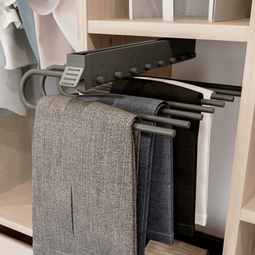 Porte-pantalons extractible -  Gauche -  Acier et Plastique -  Titane - EMUCA