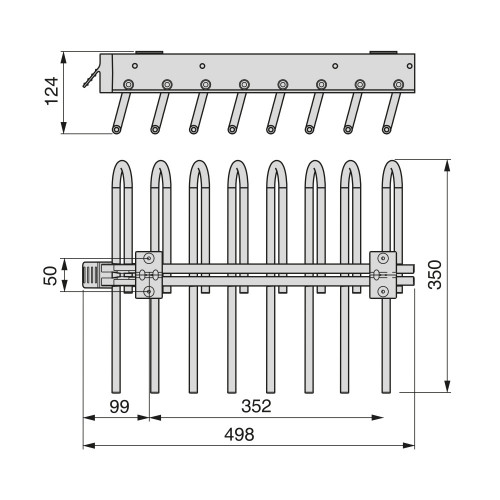 Porte-pantalons extractible -  Gauche -  Acier et Plastique -  Titane - EMUCA