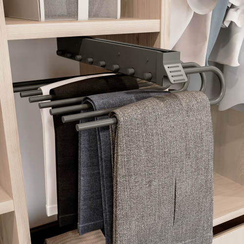 Porte-pantalons extractible -  Droite -  Acier et Plastique -  Titane - EMUCA