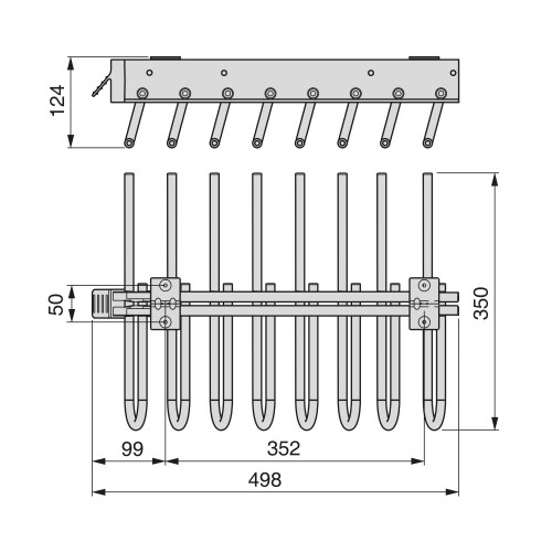Porte-pantalons extractible -  Droite -  Acier et Plastique -  Titane - EMUCA