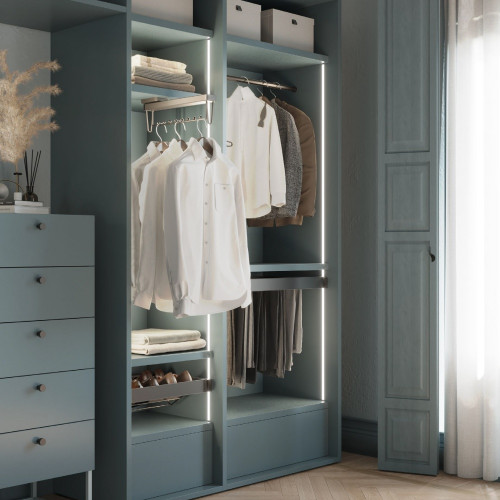 Porte-vêtements extractible Quartz pour armoire -  Plastique et Aluminium -  Titane - EMUCA