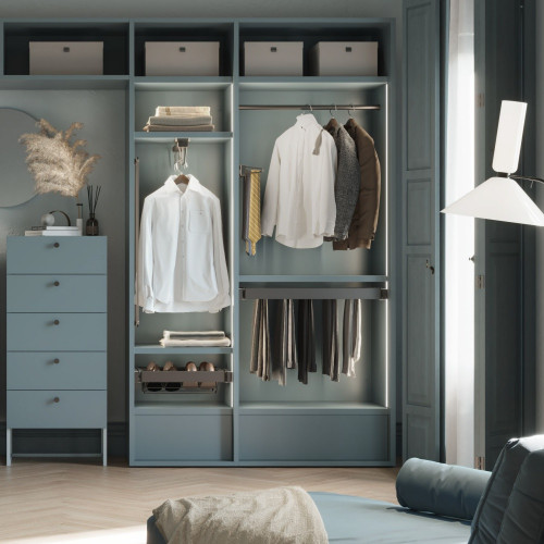 Porte-vêtements extractible Quartz pour armoire -  Plastique et Aluminium -  Titane - EMUCA