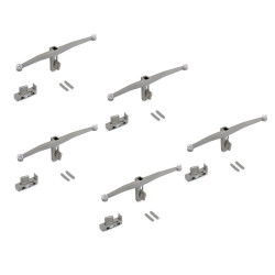 Lot de consoles pour 5 tablettes en verre pour la structure Zero -  verre non inclus -  Zamak -  Peint gris pierre - EMUCA