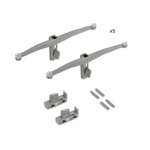 Lot de consoles pour 5 tablettes en verre pour la structure Zero -  verre non inclus -  Zamak -  Peint gris pierre - EMUCA