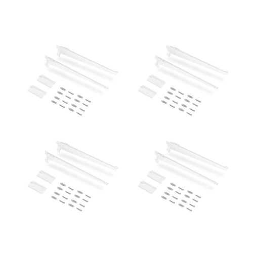 Lot de 4 étagères avec consoles et plaques de fixation murale Jagmet -  longueur 230mm -  Acier -  Peint en blanc - EMUCA