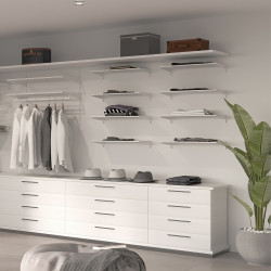 Lot de 4 étagères avec consoles et plaques de fixation murale Jagmet - longueur 230mm - Acier - Peint en blanc - EMUCA