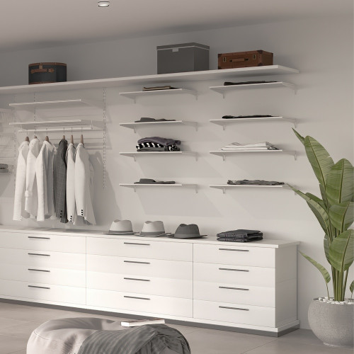 Lot de 4 étagères avec consoles et plaques de fixation murale Jagmet -  longueur 230mm -  Acier -  Peint en blanc - EMUCA