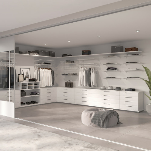 Lot de 4 étagères avec consoles et plaques de fixation murale Jagmet -  longueur 230mm -  Acier -  Peint en blanc - EMUCA