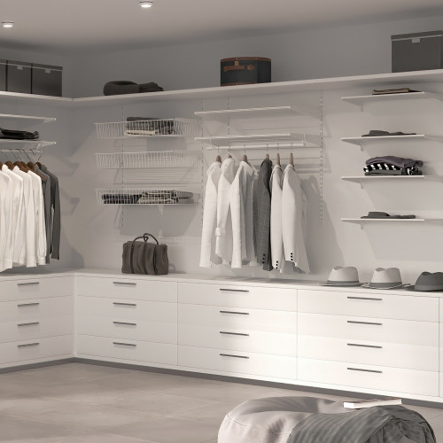 Lot de 4 étagères avec consoles et plaques de fixation murale Jagmet -  longueur 230mm -  Acier -  Peint en blanc - EMUCA