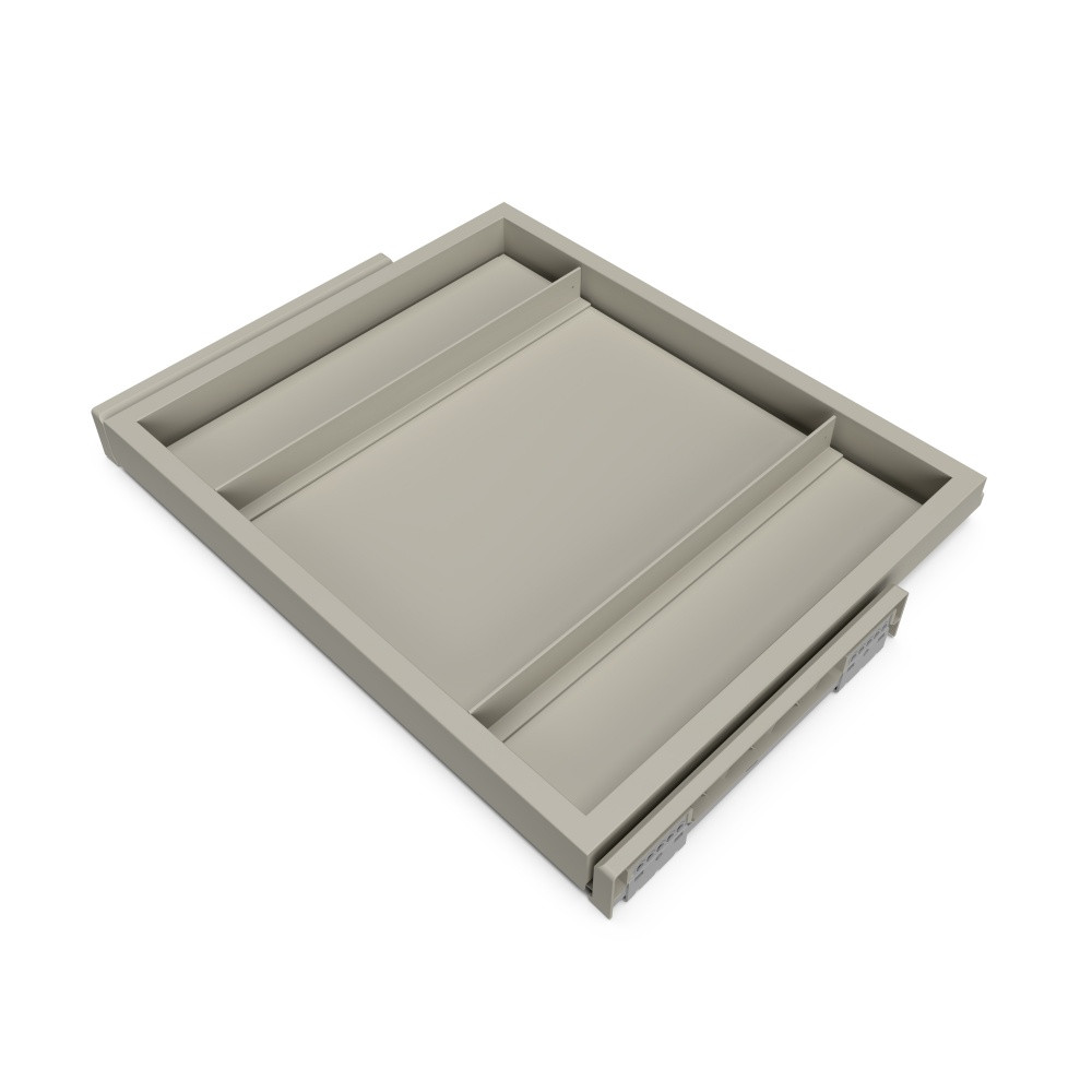 Kit de châssis coulissant avec fermeture souple pour armoires -  réglable -  module 600mm -  Gris pierre