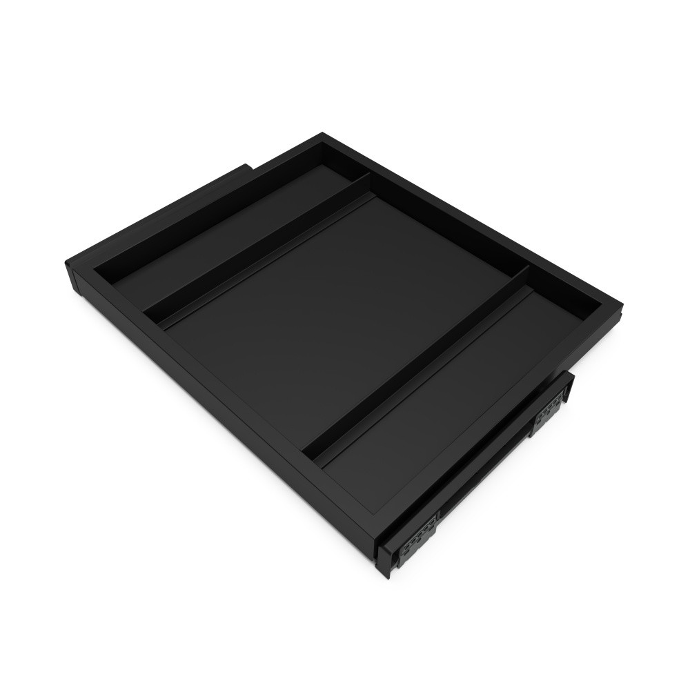 Kit de châssis à glissière avec fermeture souple pour armoires -  réglable -  module 600mm -  Noir texturé